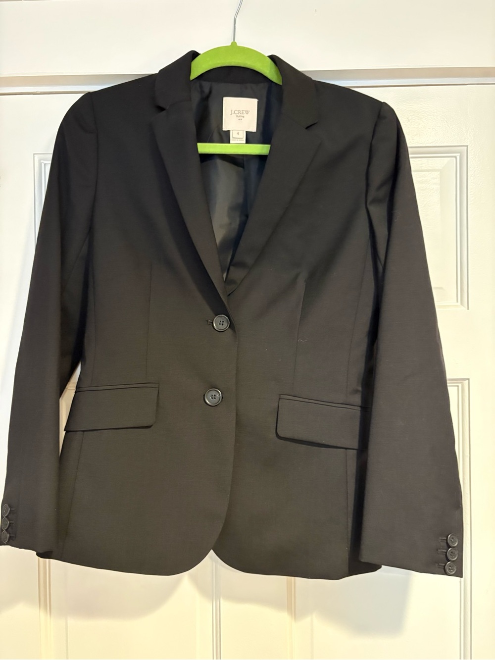 J. Crew Women's Black Tailored Two-Button Blazer size 4